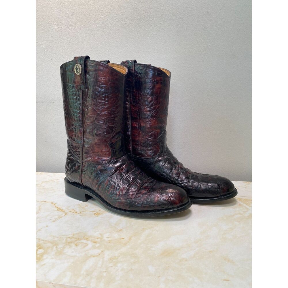 Rogers Boots Brown ALLIGATOR Embossed LEATHER Western COWBOY Rodeo BOOTS 10.5